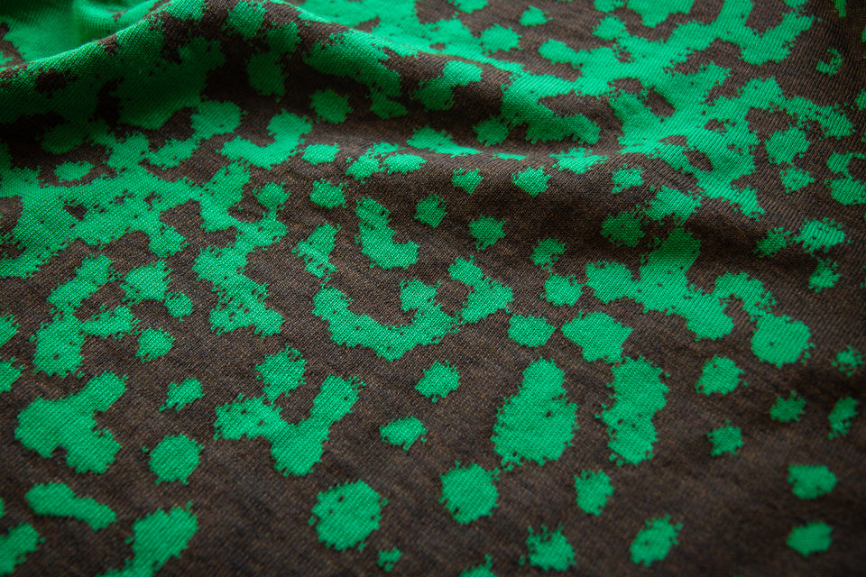 animal print cardigan - green and bronze