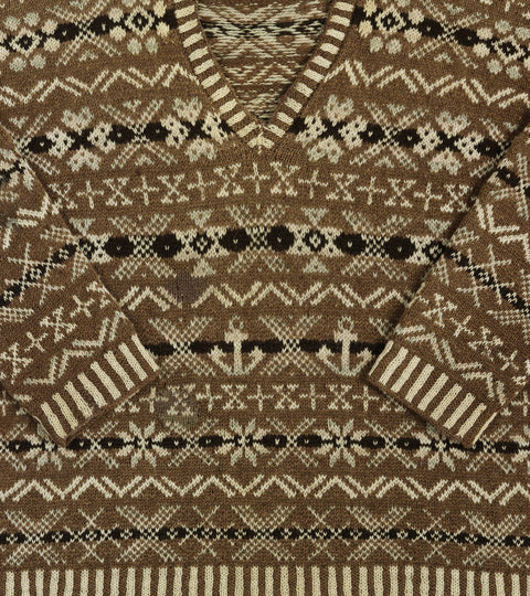 Fair Isle Jumper knitted with all-over pattern in natural, undyed Shetland wool. From the collection of the Victoria and Albert Museum