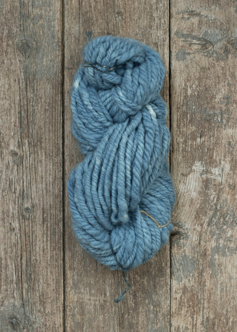 super-bulky hand-spun, hand-dyed yarn in natural indigo